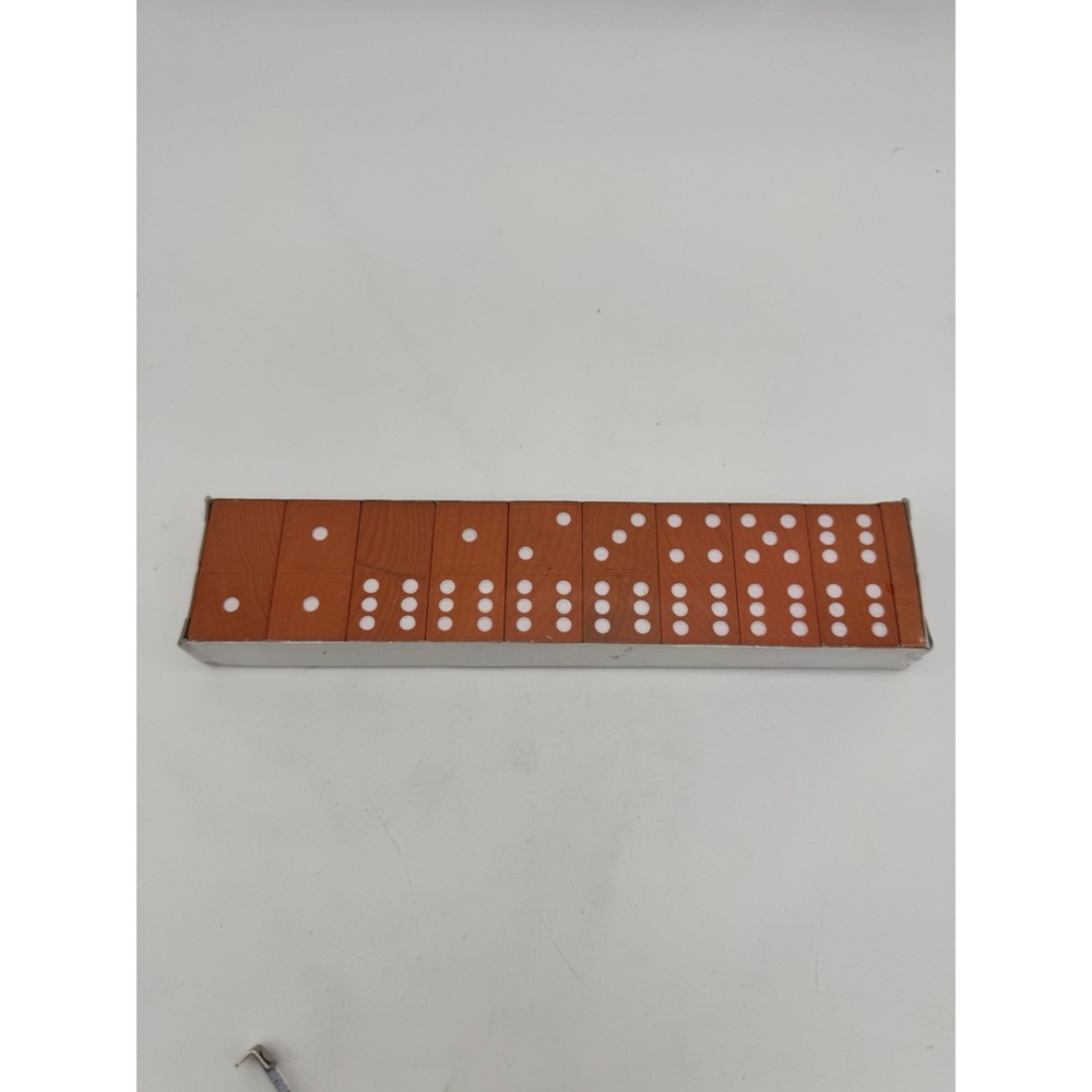 Orange Double Six Wooden Dominoes Sealed!